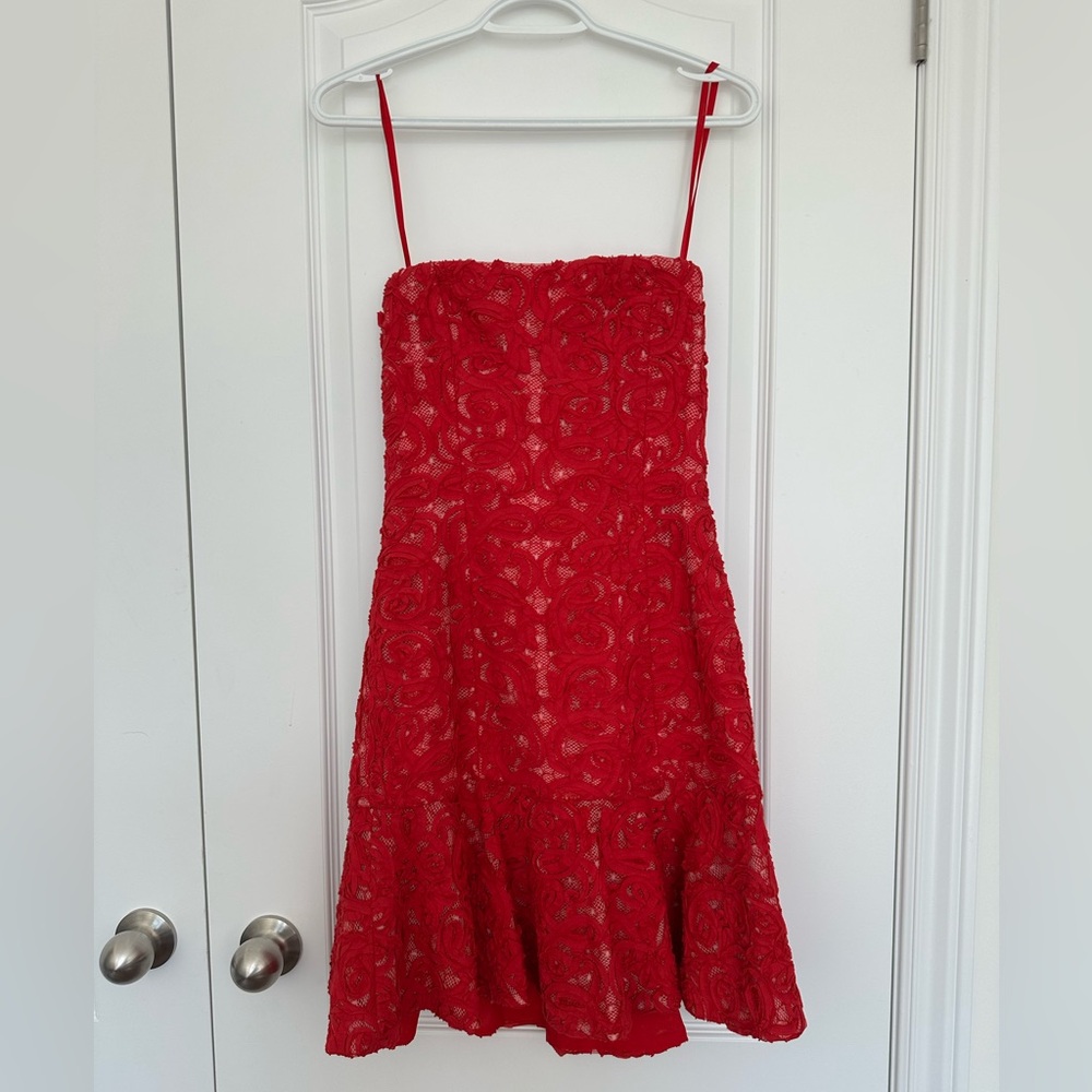 BCBG Maxazria Red Strapless Mini Dress